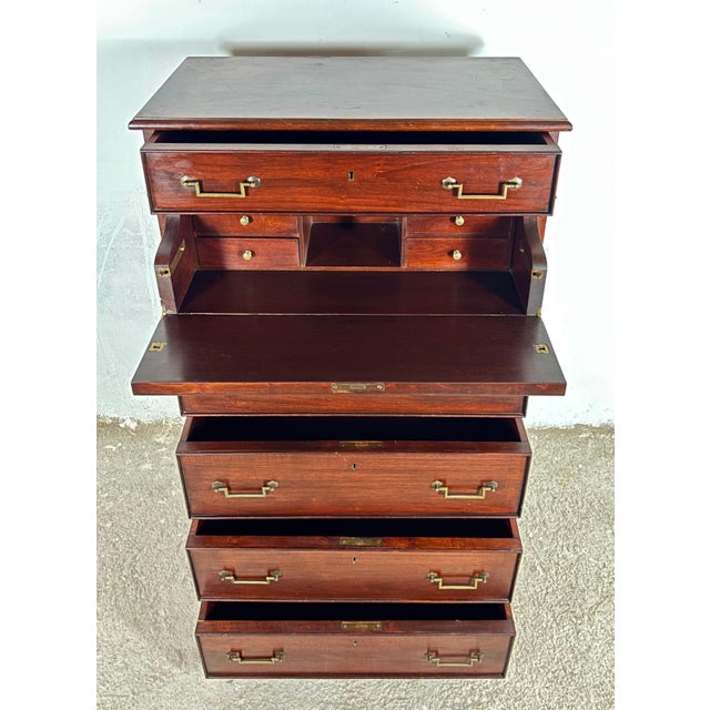 Wood Mahogany Secretaire Chest of Drawers, Mid 20th Century For Sale - Image 7 of 16