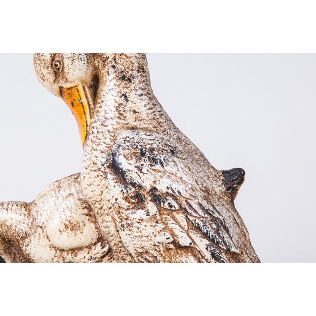 Early 20th Century Cast Metal Ducks Doorstop, Decorative, Practical,, Original Paint, Vintage Collectable For Sale - Image 5 of 9