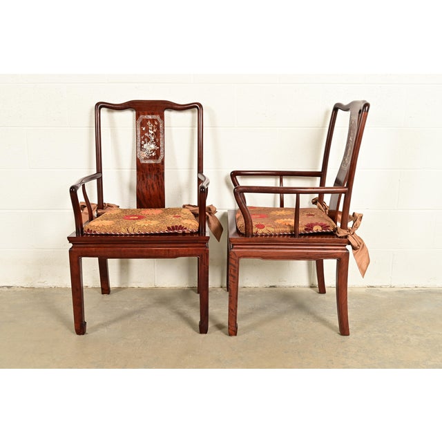 Antique Chinese Carved Rosewood Dining Chairs With Mother of Pearl Inlay, Circa 1890s For Sale - Image 13 of 15