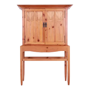 Baker Furniture Milling Road Shaker Style Carved Pine Linen Press or Bar Cabinet