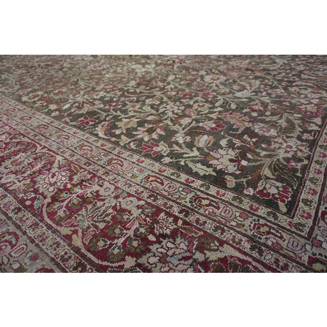 Fantastic Chocolate Brown Color and Floran Desing Antique Persian Khorassan Moud Rug For Sale - Image 13 of 15