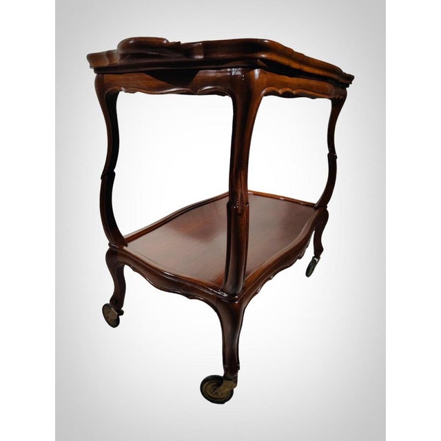 Italian Fruitwood Bar Cart, 1950s For Sale - Image 4 of 15