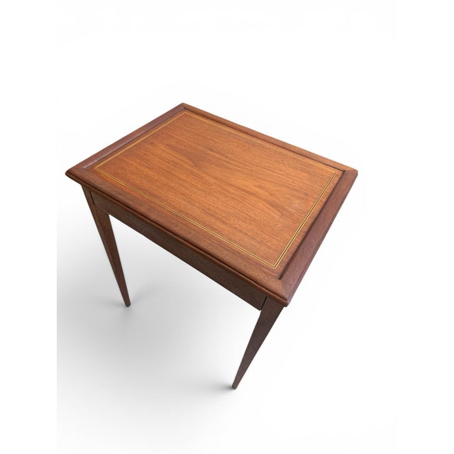 Wood Vintage Mahogany Nesting Tables Gold Inlay Refinished Mid Century Lb Van Server For Sale - Image 7 of 10