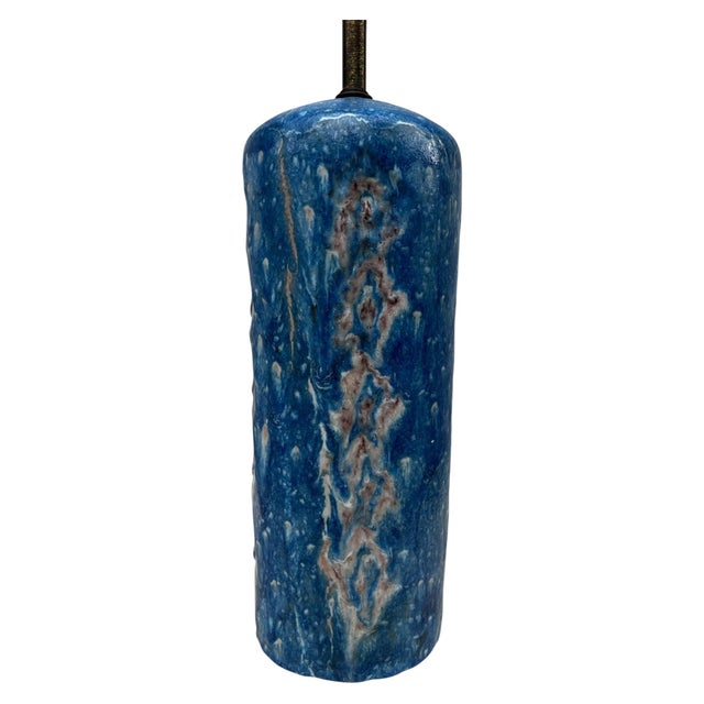 Ceramic 1950s Mid-Century Modern Guido Gambone Ceramic Table Lamp - Italian Cobalt Blue For Sale - Image 7 of 10