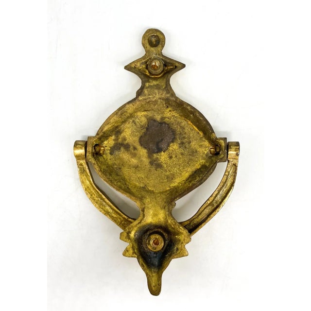Metal 20th Century Oval Cartouche Brass Door Knocker For Sale - Image 7 of 8