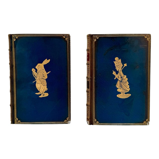 1931 Macmillan & Co. Miniature Edition, “Alice’s Adventures in Wonderland” & “Through the Looking-Glass” With Rivière Binding For Sale