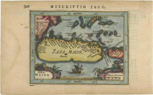 Antique Miniature Map of Java by Bertius, 1618