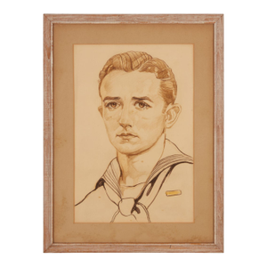 20th Century American Illustration School Portrait of a Sailor Colored Pencil on Paper