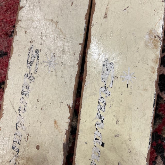 Pair of 1940s Wooden Decorative Vintage Snow Skis For Sale - Image 10 of 11