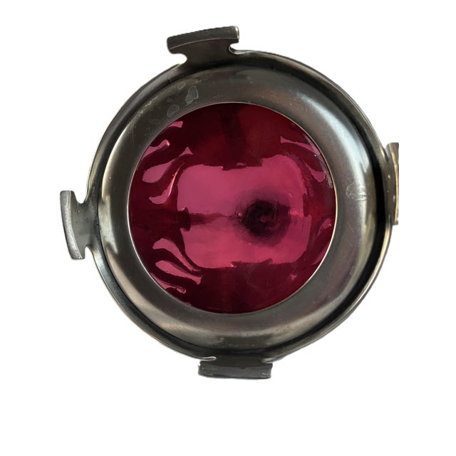 1900s WMF Jugendstil Ruby Glass and Pewter Decanter For Sale - Image 11 of 12