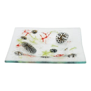 Mid Century Modern Higgins Fused Glass Bowl With Hanging Man Signature., 1950's For Sale