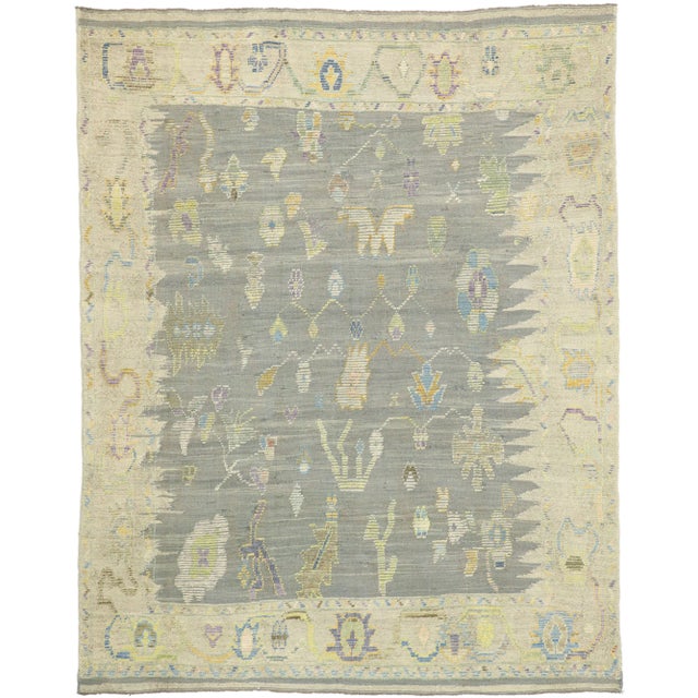 Vintage Pastel Turkish High-Low Rug, 08'05 X 10'07 For Sale - Image 9 of 9