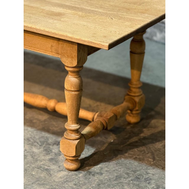 Oak Farmhouse Dining Table with Turned Stretchers, 1925 For Sale - Image 11 of 18