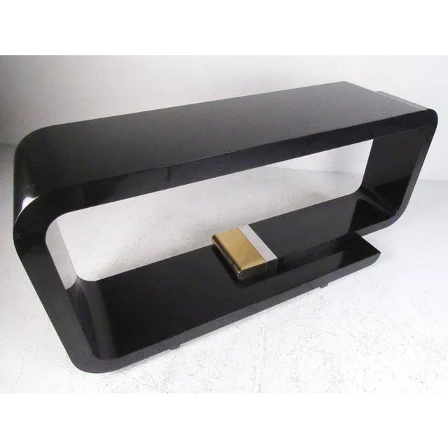 Art Deco Vintage Modern Console Table With Hall Mirror After Jean Claude Mahey - A Pair For Sale - Image 3 of 11