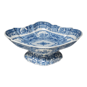 Early 19th Century English Blue & White Chinoiserie Transfer-Ware Compote