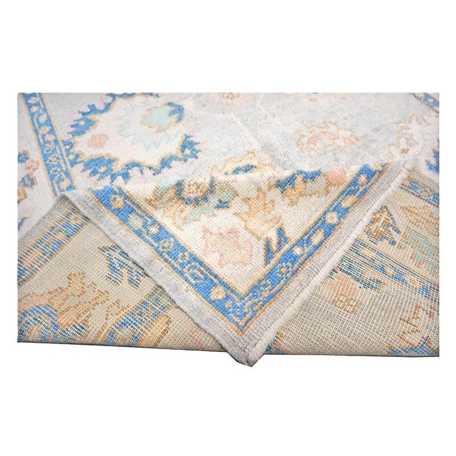 21st Century Turkish Oushak 5X7 Gray, Ivory & Slate Blue Handmade Area Rug #1144211 For Sale - Image 12 of 13