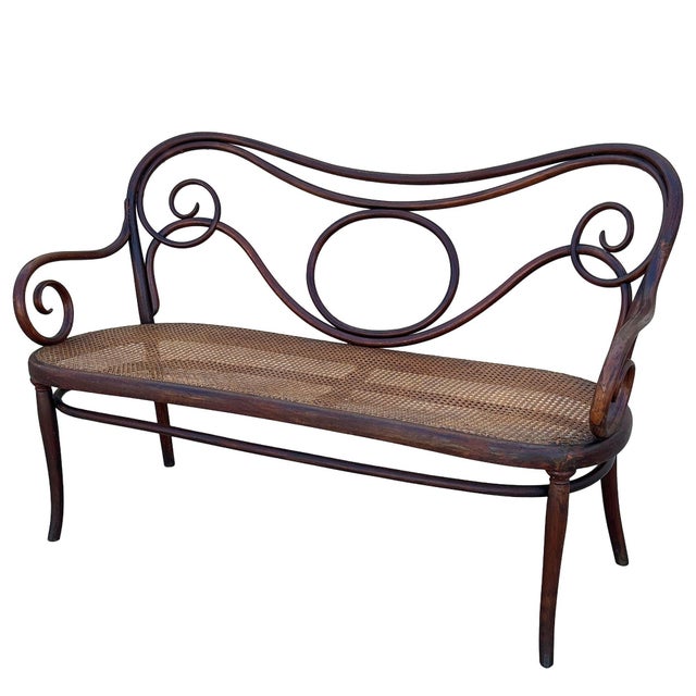 Victorian Late 19th Century Vienna Secession Bentwood & Caine No. 08 Settee Bench Attributed to Jacob & Josef Kohn For Sale - Image 3 of 8