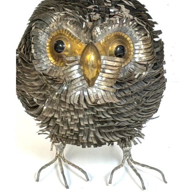 Metal Large Brutalist Metal Work Figure of an Owl, Attributed Sergio Bustamante For Sale - Image 7 of 13