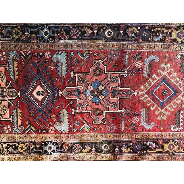 Red An Vintage 15'' Long Persian Heriz Runner Rug For Sale - Image 8 of 11