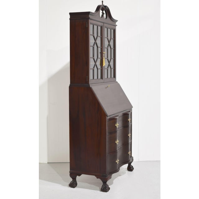 Mid 20th Century Mid Century Chippendale Style Slant Front Secretary Desk For Sale - Image 5 of 14