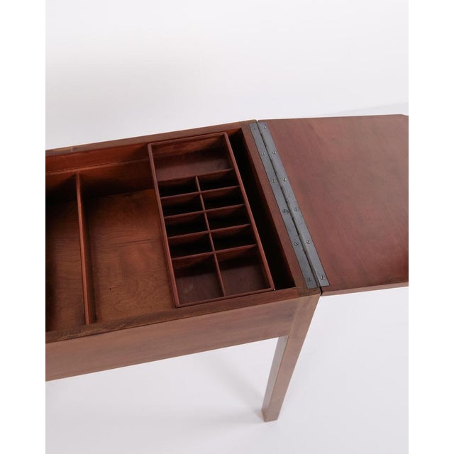 Gold Mahogany Sewing Table with Storage Compartment, 1940s For Sale - Image 8 of 12