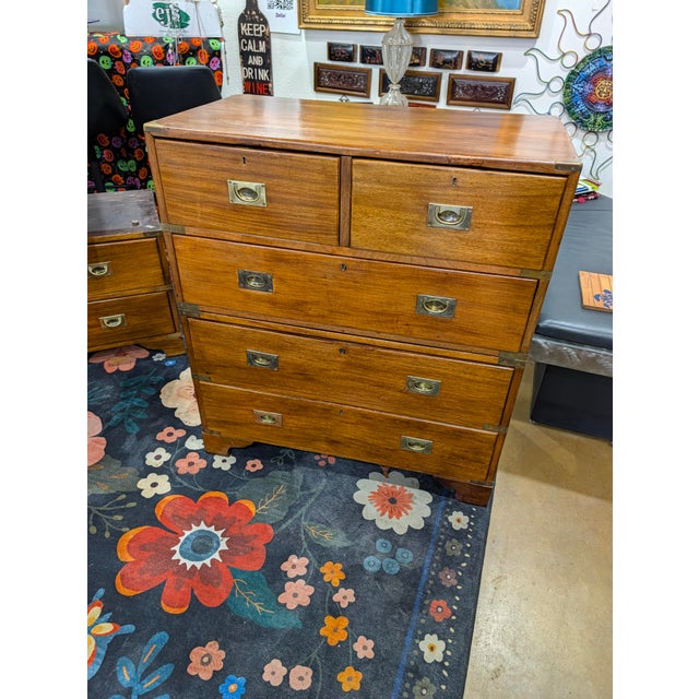 Brown Antique Victorian - British Campaign Chest of Drawers For Sale - Image 8 of 15