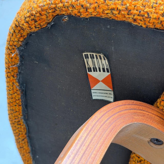 Burnt Orange 1960s Armless Executive Chairs With Wood Base by Eero Saarinen for Knoll Associates For Sale - Image 8 of 8