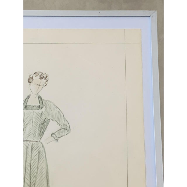 1950s Berthe Duquaine, Figurative Composition, 1950s, Pencil on Paper For Sale - Image 5 of 18