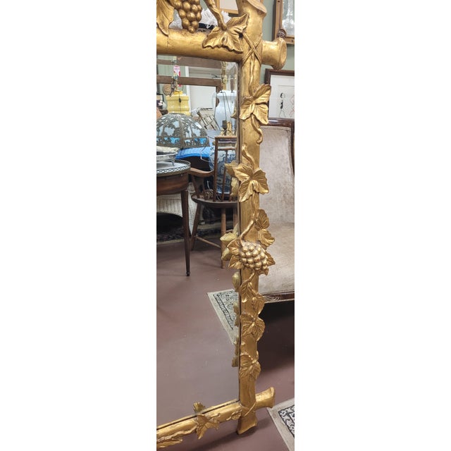 1980s Beautiful Vintage Gold Grape Carved Mirror For Sale - Image 5 of 12