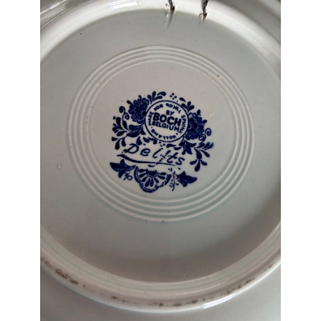 Mid 20th Century Blue and White Boch Delft Charger With Woodland Scene and Deer For Sale - Image 4 of 5