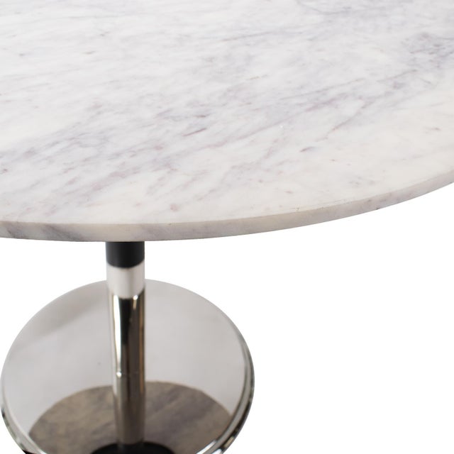 Kenneth Ludwig Chicago Micca Bistro Table in White Marble For Sale - Image 4 of 9