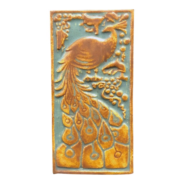Calco Vintage Tile With Peacock For Sale