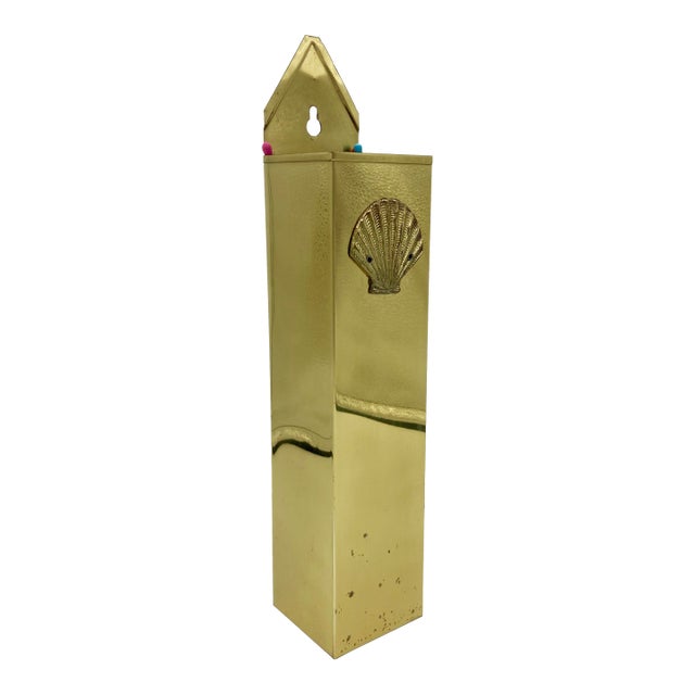 Brass Clamshell Motif Matchstick Holder For Sale