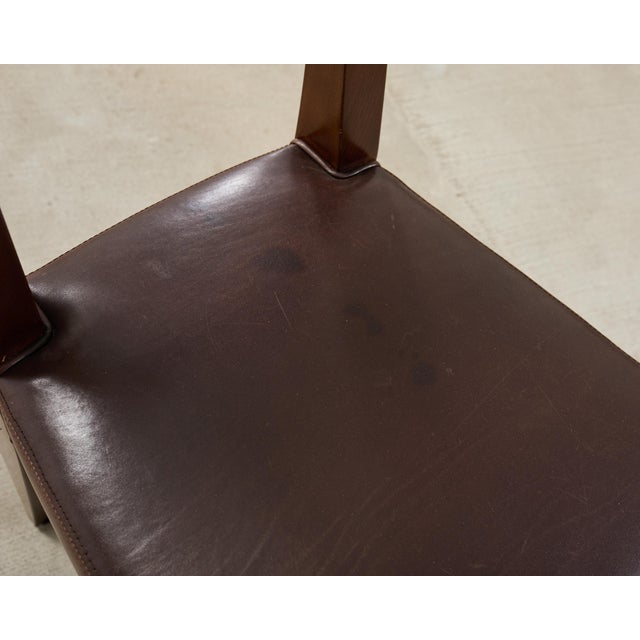 Set of Eight Italian Promemoria Attributed Leather Dining Chairs For Sale - Image 15 of 18