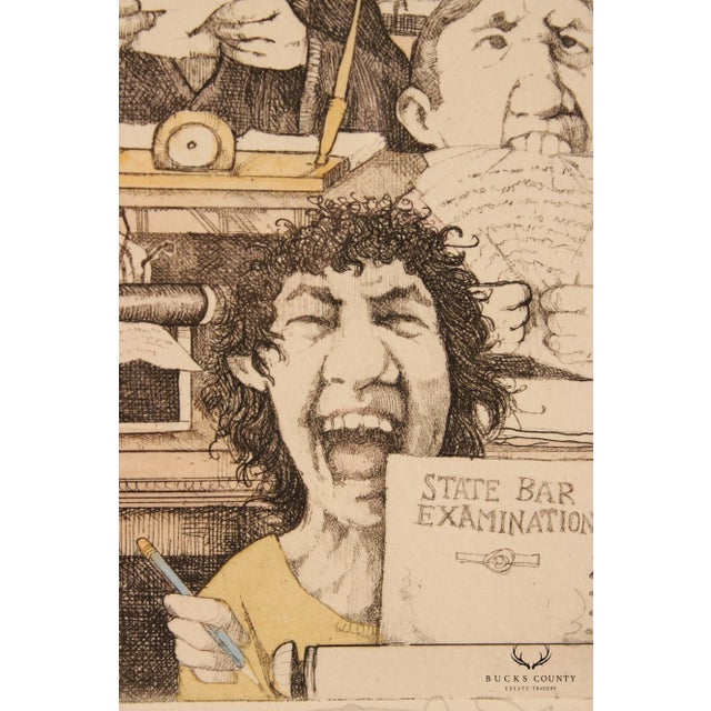 Charles Bragg 'Bar Exam' Limited Edition Etching, Custom Framed For Sale - Image 9 of 13