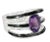Art Deco Late 20th Century 14K White Gold Diamond Amethyst Onyx Band Ring, Size 7.25 For Sale - Image 3 of 4