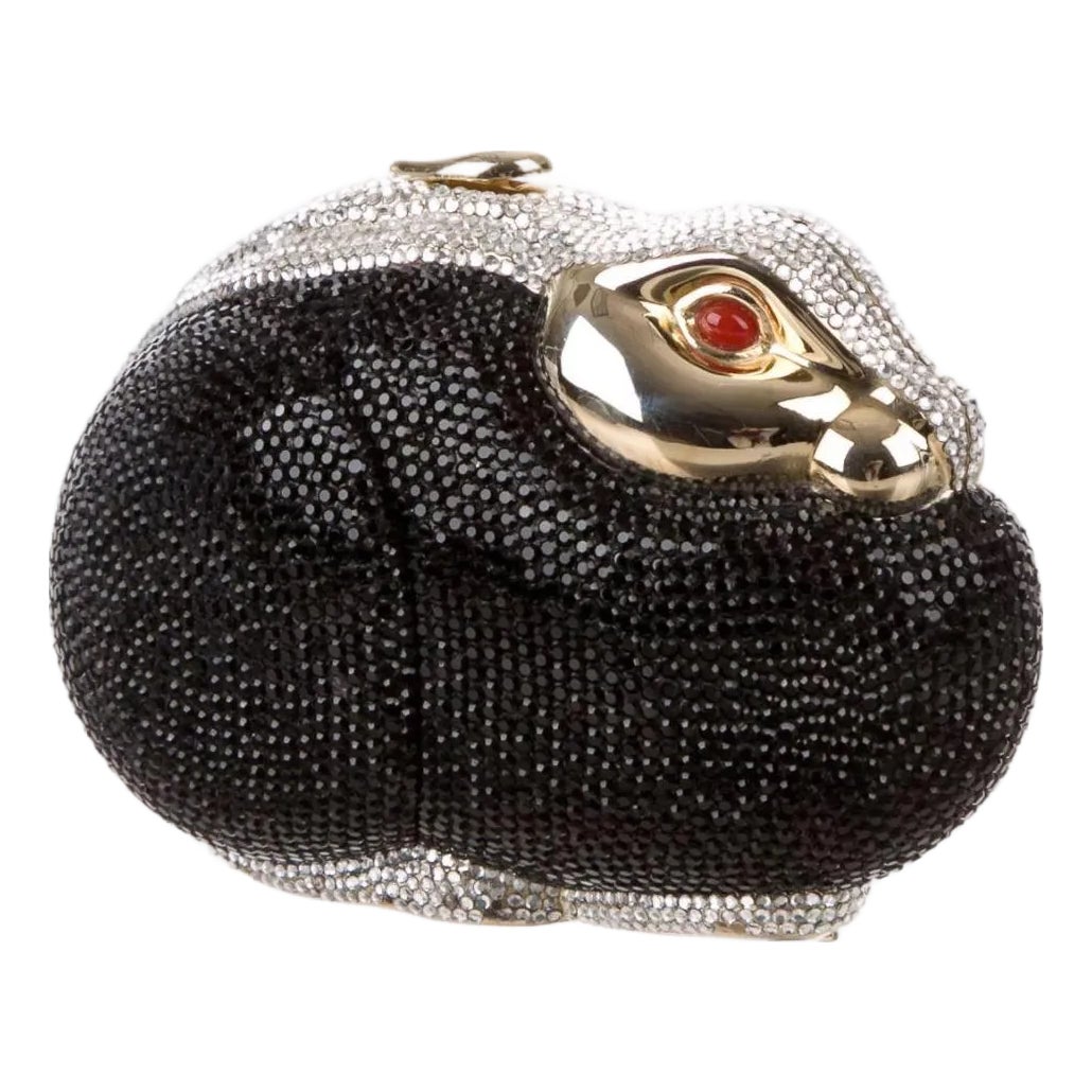 1990s Judith Leiber Rabbit Crystal Black Bag Bunny Minaudière Evening ...