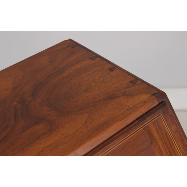 Antique Bench Made Inlaid Walnut Slant Front Desk For Sale - Image 12 of 16