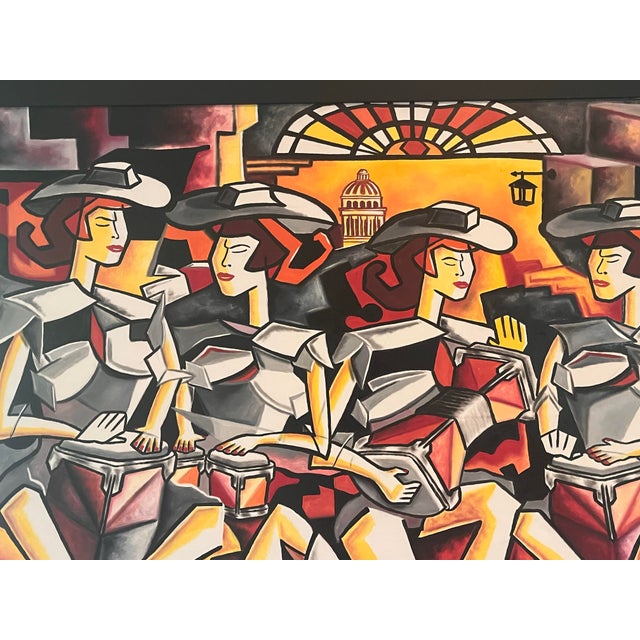 Late 20th Century Large Signed Contemporary Neo-Cubist Musicians Painting, 56.5” For Sale - Image 5 of 7