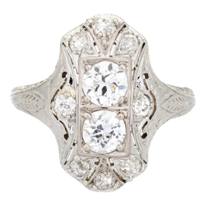 Vintage Belais Art Deco Diamond Ring 1.38ct 14k White Gold Sz 9.5 Fine Jewellery