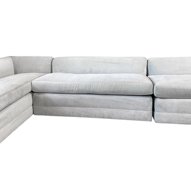 Lee Industries Modern Velvet Slipper Sectional Sofa, Made in Usa For Sale - Image 13 of 15