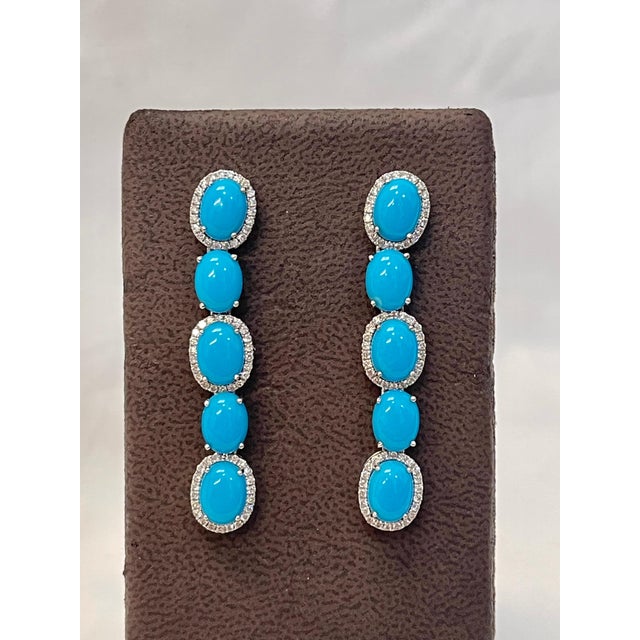 104 Carat Sleeping Beauty Turquoise Necklace and Earring Set, Bridal, 18 K Gold For Sale - Image 14 of 18