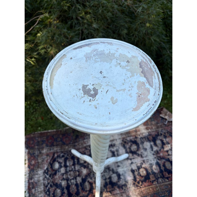 Tall Distressed Wood Claw Foot Painted Pedestal Plant Stand For Sale - Image 14 of 18