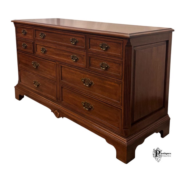 French Country Vintage Davis Cabinet Company Traditional French County Style Walnut Dresser For Sale - Image 3 of 11