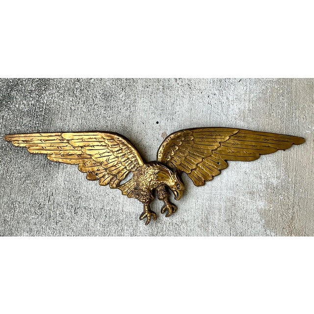 Vintage Gold Painted Metal Eagle Wall Sculpture For Sale - Image 11 of 17