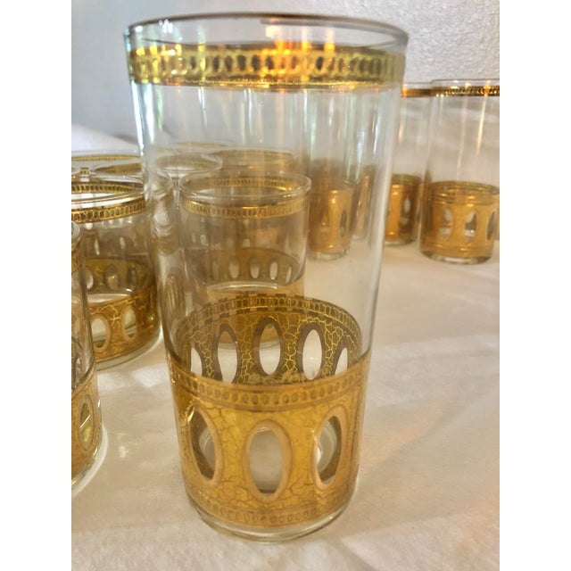 Gold Mid 20th Century Culver LTD “Antigua” 22kt Gold Barware Glasses - A Set of 16 For Sale - Image 8 of 12