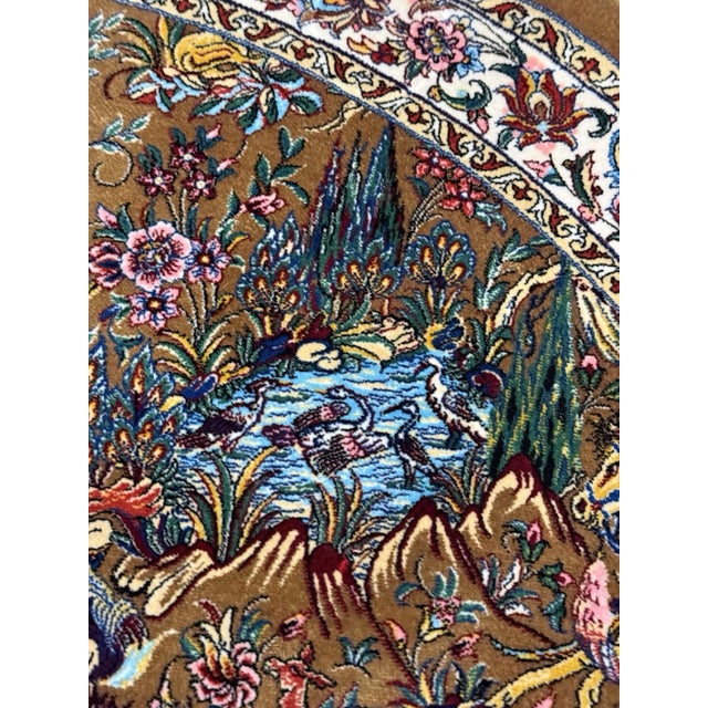 Exquisite Silk Round Rug With Imperial Hunting Scene Carpet For Sale - Image 12 of 18