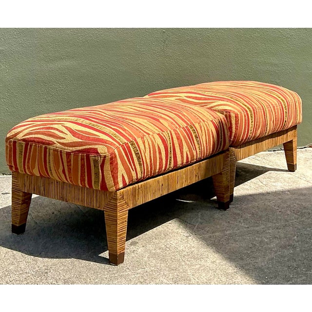 This exceptional pair of ottomans by the iconic McGuire Furniture Company embodies the brand's legendary commitment to...