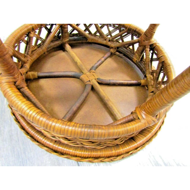 Vintage Wicker Over Rattan Round End/Side Table Circa 1960s For Sale - Image 10 of 11