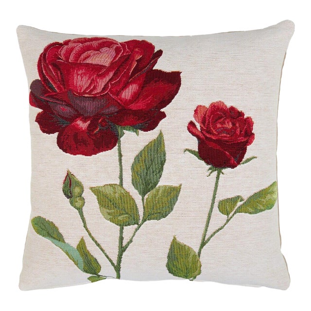 Wild Roses Tapestry Cushion With Feather Filler - 46 X 46cm For Sale